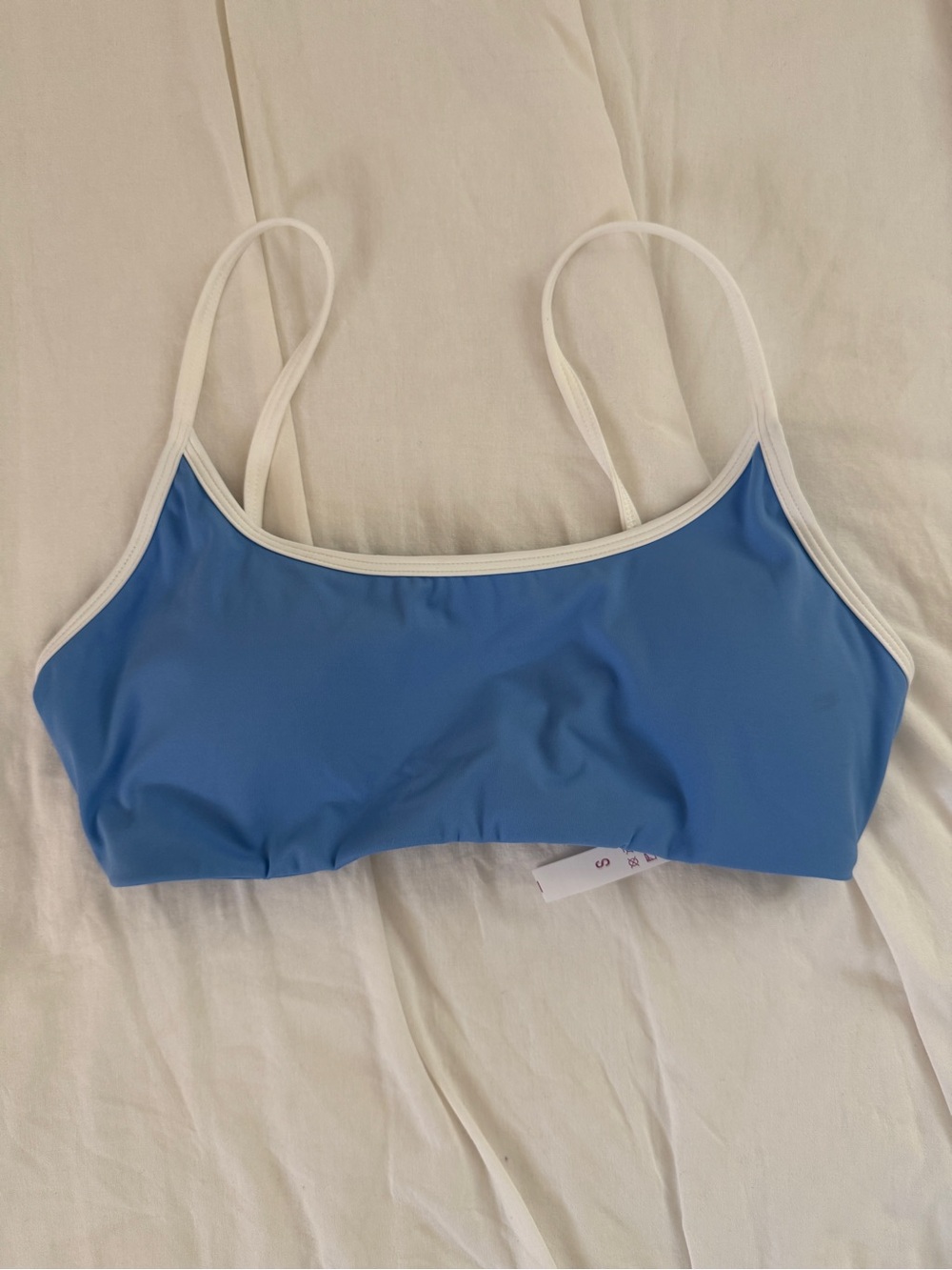 Classic Blue Bikini Top with White Trim - Women's Swim